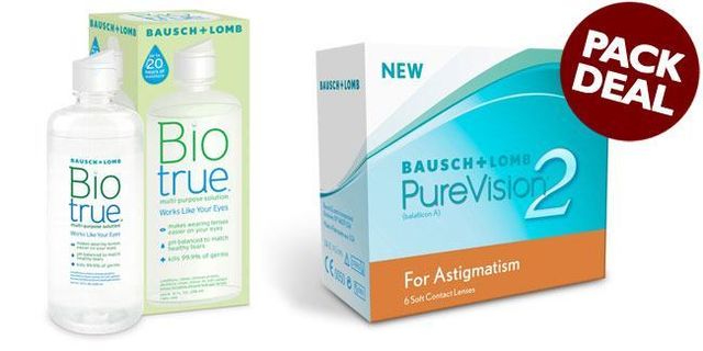 Bausch & Lomb - Pure Vision 2 HD for Astigmatism with BioTrue Solution (Pack Deal)